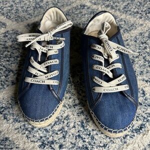 COACH G4881 Round Toe Lace Up Comfort Blue Denim Sneaker SZ 5.5